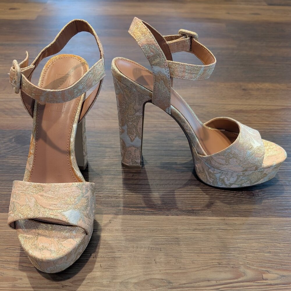 Topshop Light Pink Textile Platform High Heel